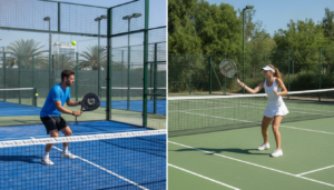 découvrez les principales différences entre le padel et le tennis, notamment au niveau des règles, des dimensions du terrain et des caractéristiques des raquettes.